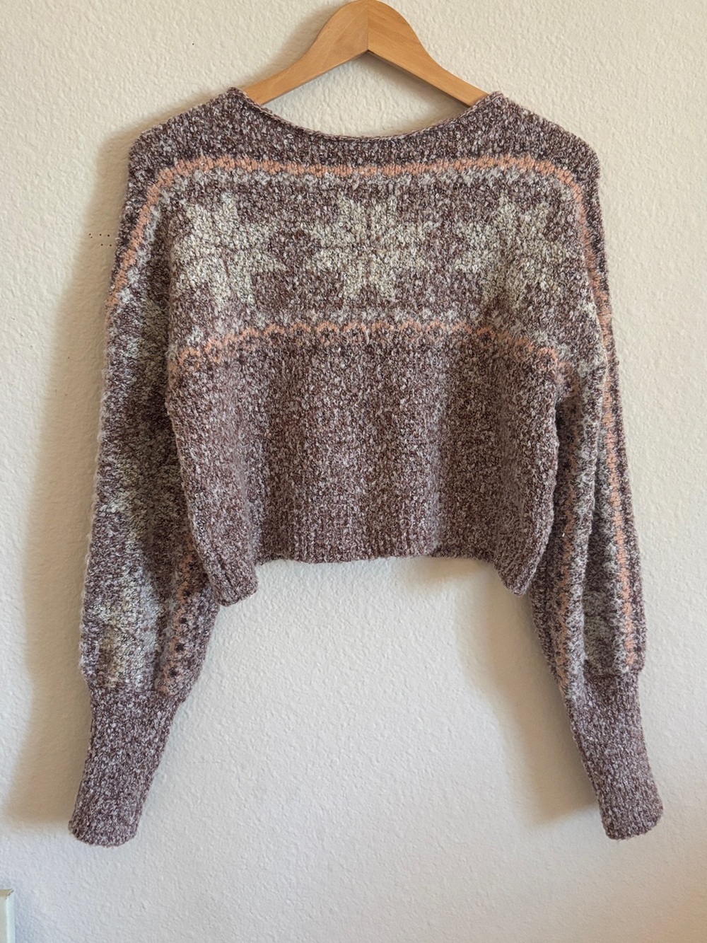Free People Snowflake Cropped Sweater Size Small